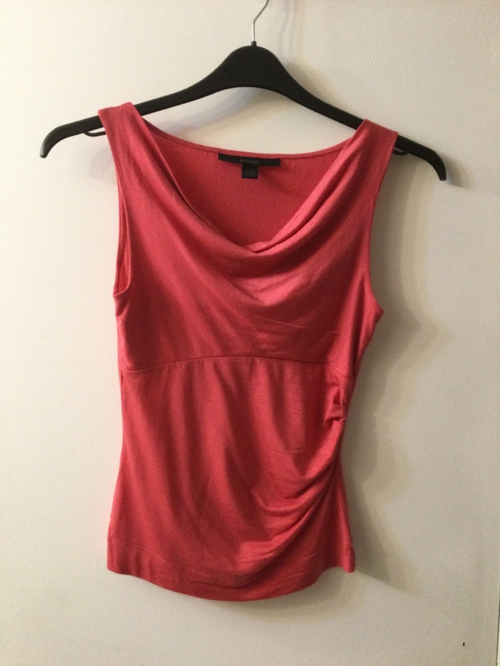 Express Sleeveless Stretchy Knit Top Draped Cowl Neck Ruched Side S Pink Vntg